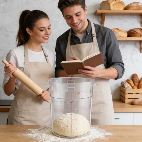 2 Pack Square Food Storage Container With Lid,12-22 Quart Commercial Storage Box With Scale & Handle,Cake Making,Dough Marinating Meat,Kitchen Supplies (Polycarbonate, Round 22 Quart) - Image 7