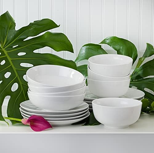Euro Ceramica Essential Collection Porcelain Dinnerware and Serveware, 16 Piece Dinnerware Set, Service for 4, Classic White - Image 5