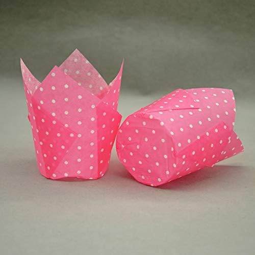 QLSmypkg Large Muffin Greaseproof paper Baking cupcake cups, 2-1/4" x 4" Pink printed with Polka Dot Tulip Baking Cup(Large) (125pcs) - Image 3