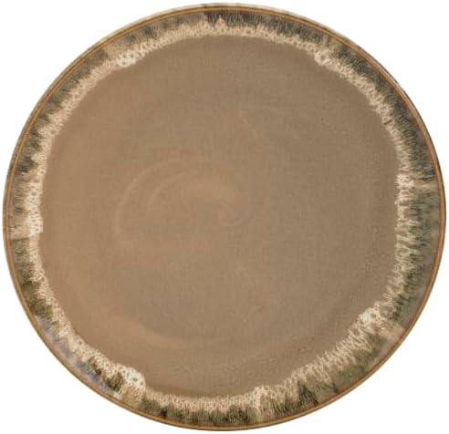 TTU Tabletops Gallery Tuscan Collection Reactive Glaze 4 Piece Stoneware Dinner Plate Set Dining Kitchen Tableware Service for 4, Brown - Image 6