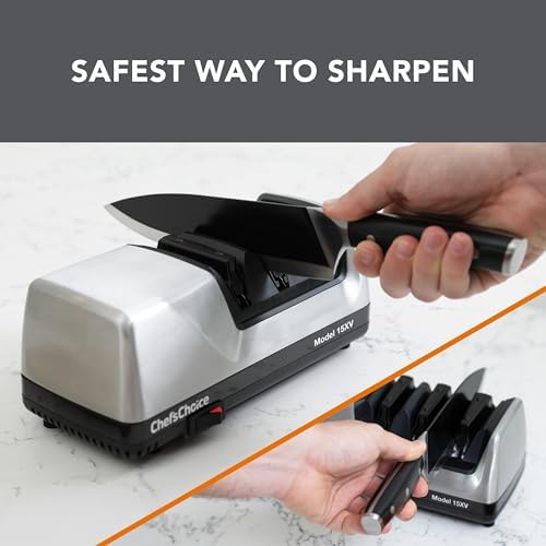 Chef’sChoice 15XV EdgeSelect Professional Electric Knife Sharpener with 100-Percent Diamond Abrasives and Precision Angle Guides for Straight Edge and Serrated Knives, 3-Stage, Gray - Image 5