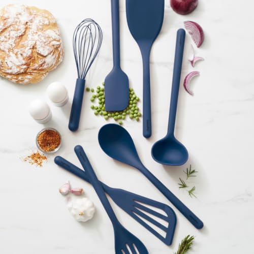 GreenPan Silicone 7 Piece Cooking Utensil Set, Ladle, Turners, Spatula, Spoons, Whisk, Flexible Nonstick Kitchen Tools Rigid Steel Core, Heat-Resistant, Anti-Slip Handle BPA-Free Dishwasher Safe, Blue - Image 2