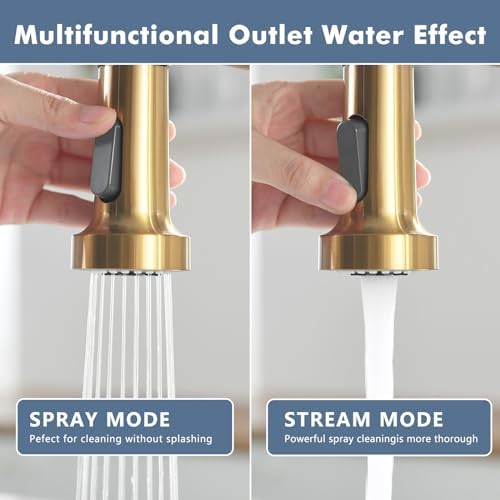 GIMILI Kitchen Faucet with Pull Down Sprayer Black and Gold - Image 4