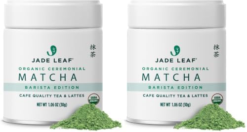 Jade Leaf Matcha Organic Ceremonial Grade Barista Blend Matcha Powder - 100% Pure Japanese Premium First Harvest Green Tea for Lattes from Uji and Kagoshima, 30g / 1.06 Ounce (Pack of 2) by JadeLeafMatcha
