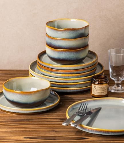 TheTerra Ceramic Dinnerware Set for 8, 24-Piece Plates and Bowls Set - Image 4