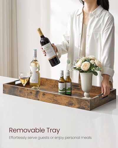 VASAGLE Bar Cart with Wheels, Drink Cart with Wine Rack, Glass Holder - Image 3