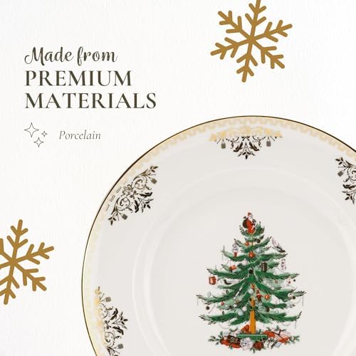 Spode Christmas Tree Gold Dinner Plates, Set of 4 - Holiday Serving Plates - Image 4