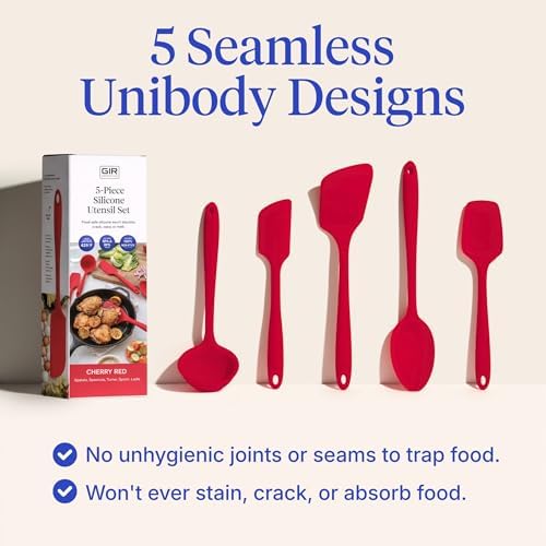 GIR: 5-Piece Silicone Essentials Kitchen Utensils Set – Cherry Red - Image 3
