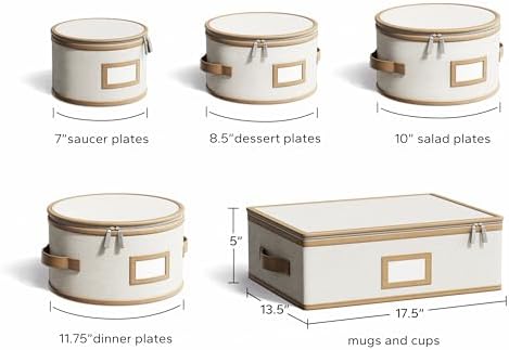 China Storage Containers, Hard Shell, 5 Piece Beige with Brown Leather Trim - Image 6