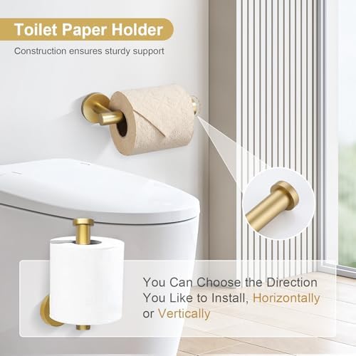 TQKAG 5 Piece Bathroom Accessories Set Brushed Gold Bathroom Hardware Set 23.6 Inch Bath Towel Bar Set SUS304 Stainless Steel Towel Rack Set - Image 4