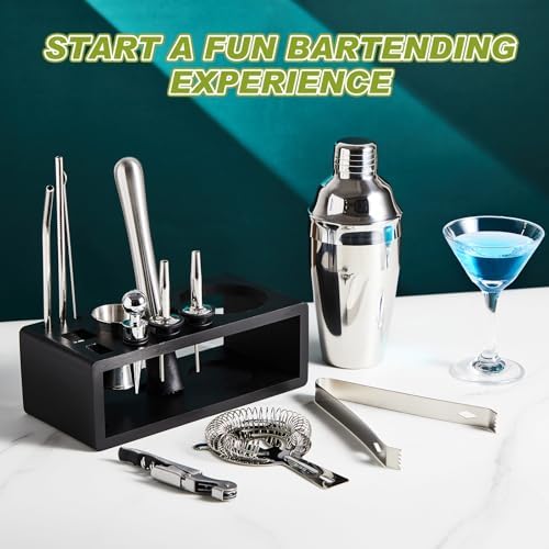 Mifoci 23 Pcs Bartender Supplies Kit Garnish Tray for Bartenders with Bar Caddy 3 Tier Salt Rimmer 13 Pcs Cocktail Shaker Set and Bar Accessory for Christmas Bartender Gifts Beginners(5 Compartments) - Image 6