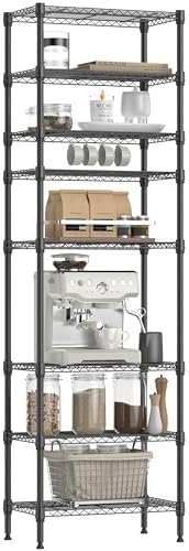 IZEUK 8 Tier Adjustable Metal Storage Shelving Unit, Heavy Duty Standing Rack Organizer for Kitchen, Pantry, Laundry Room, Garage or Basement, 2000 lbs Capacity, 23.6 W x 13.8 D x 79.5 H, Black by IZEUK