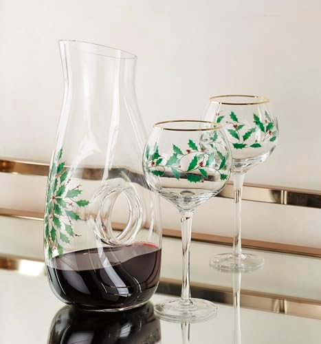 Lenox Holiday Drinkware Glassware Collection, Decanter & Wine Glass Set, 3-Piece - Image 3