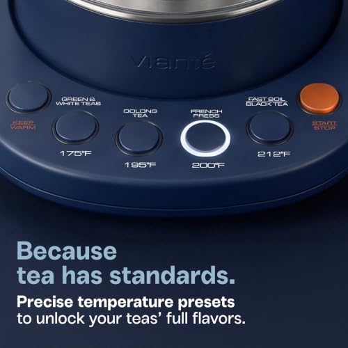 Viante Alba Electric Tea Kettle, Infuser, No Plastic, 1.5L, Midnight Blue - Image 4