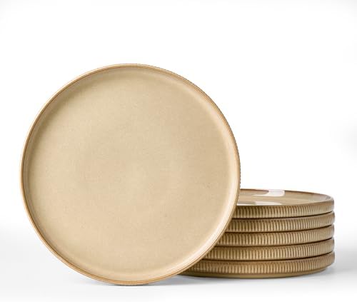 famiware Star 10/8 inches Salad Plates Set for 6, Latte by Famiware