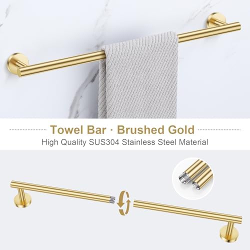 Lairuier Brushed Gold Bathroom Hardware Set, 10PCS Towel Bar Set Wall Mount - Image 2