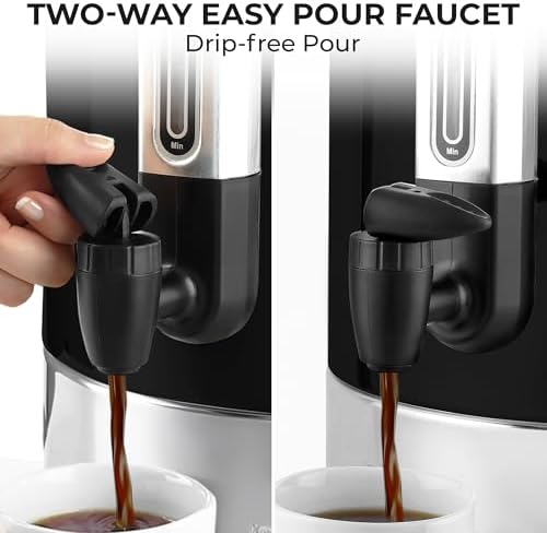 Zulay Kitchen Commercial Grade Coffee Maker Hot Water Urn - Percolator With Double-Wall Stainless Steel, Quick Brew, Stays Hot for Tea & Beverage at Events & Catering - Black - 50 cups - Image 7