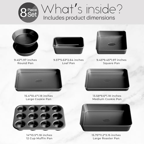 Nonstick Baking Pans Set, 8-Piece Stackable Bakeware Sets, Oven Pan Set - Image 4