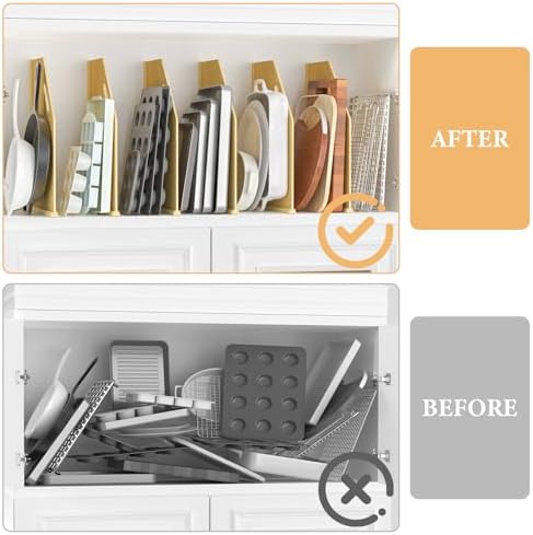 6 Pack Wood Tray Dividers for Cabinet, Cookie Sheet Organizer for Cabinet - Image 5