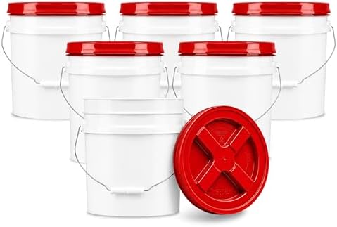 ePackageSupply 3.5 Gallon Bucket, Food-Grade w/Lid, BPA-Free, Red,6 Packs by ePackageSupply