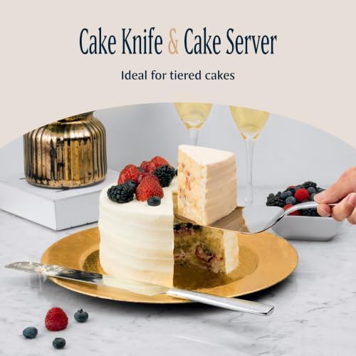 Hudson Essentials Hammered 18/10 Stainless Steel Hostess Serving Utensil Set, 8-Piece Set with Cake Knife, Cake Server and Lasagna Pie Server, Dishwasher Safe - Image 2