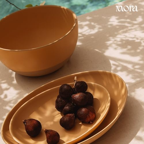 MORA Mega and Giant Serving Dishes Set of 2, 16 inch and 14 inch Ceramic Pottery Oval Platters - Microwave, Oven and Dishwasher Safe - Iris & Merrigold - Image 6