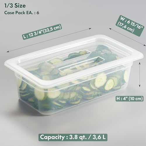 CURTA 6-Pack 1/3 Size 4" Deep Food Pan with Sealing Lid – NSF Commercial-Grade Translucent Polypropylene, Stackable Freezer-Safe Storage for Restaurants, Catering & Buffets - Image 2