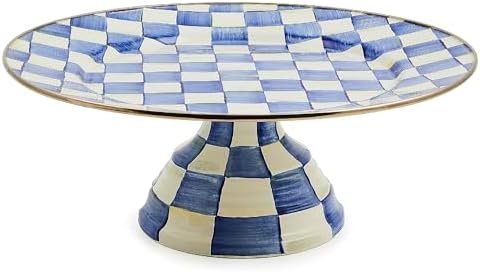MACKENZIE-CHILDS Pedestal Platter, Large, Black-and-White Courtly Check by Unknown