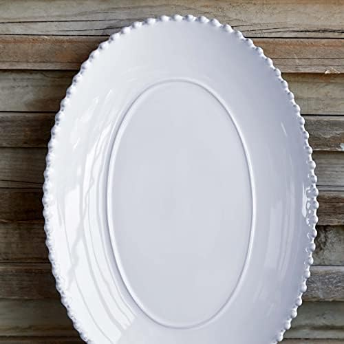 Costa Nova Ceramic Stoneware 20'' Oval Platter - Pearl Collection, White | Microwave, Dishwasher, Oven & Freezer Safe Dinnerware | Food Safe Glazing | Restaurant Quality Serveware - Image 4