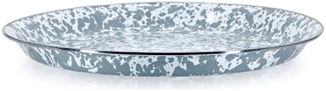 Golden Rabbit Enamelware Large Serving Tray, 20 inch, Grey Swirl - Image 2