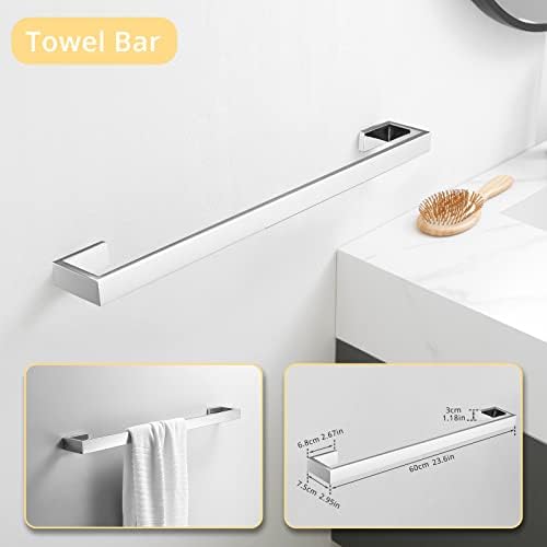 Fapully 23.6-Inch 6 Piece Bathroom Hardware Accessories Set Chrome - Image 2