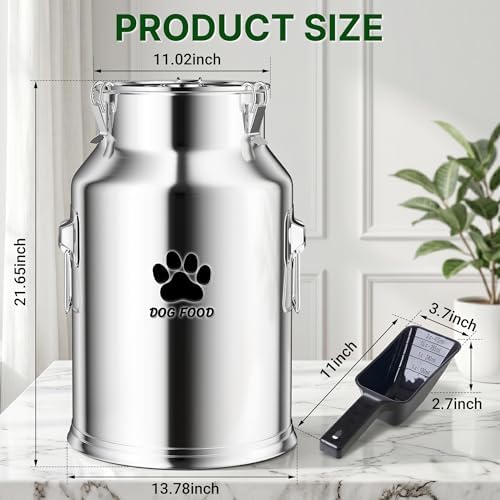 45LBS Stainless Steel Dog Food Container, Large Metal Dog Food Storage Container - Image 2