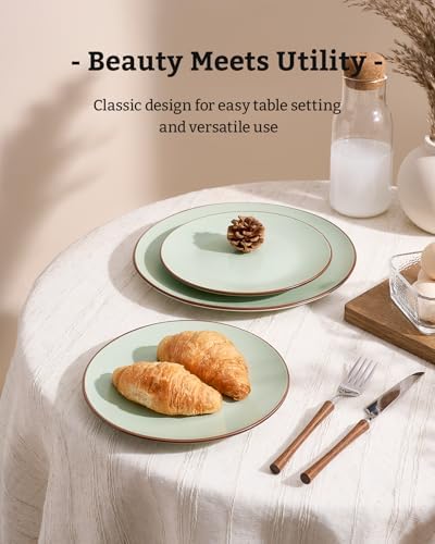 Famiware Venus Plates and Bowls Sets with Rim, Stoneware Dinnerware for 8 - Image 3
