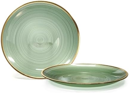 OCCASIONS 120PCS Green Plastic Plates with Gold Rim (60 Guests) - Heavy Duty Fancy Wedding Party Plates - 60 x 10" Dinner + 60 x 7" Dessert Elegant Disposable Set - BPA Free (Belize in Green & Gold) - Image 3