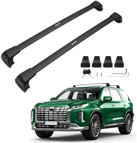Powerty 268LBS Roof Rack Cross Bars for 2019-2025 Hyundai Palisade SE/SEL/XRT/Limited/Calligraphy with Fulsh Side Rails, Lockable Aluminum Roof Crossbars Rooftop Luggage Racks for Palisade Accessories by Powerty