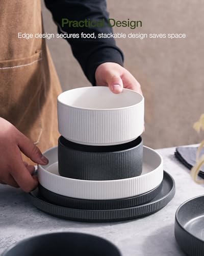 Famiware Star Stoneware Dinnerware Set, Reactive Glaze Plates & Bowls for 4 - Image 6