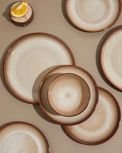 Pokini Stoneware Dinnerware Sets for 4, 12pcs Plates and Bowls Sets Dishes - Image 3