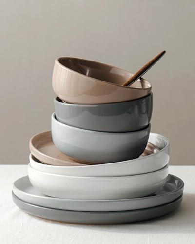Famiware Milkyway 12-Piece Stoneware Dinnerware Set, Multi-color - Image 4