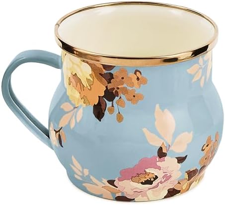 MACKENZIE-CHILDS Enamel Mug, 16 Ounces, Wild Rose Slate by Unknown