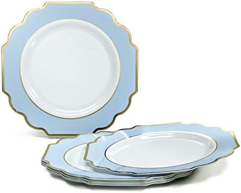 OCCASIONS Disposable Plastic Plates for 120 Guests (Imperial Blue & Gold) - Image 5