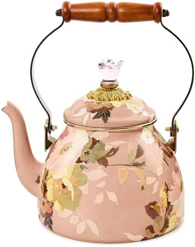 MACKENZIE-CHILDS Tea Kettle, 2 Quarts, Wild Rose Mauve by Unknown