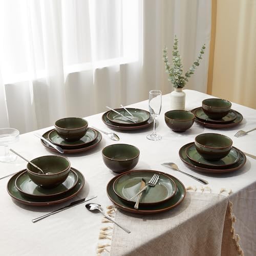 Pokini Stoneware Dinnerware Sets for 12, 36pcs Plates and Bowls Sets Dishes - Image 6