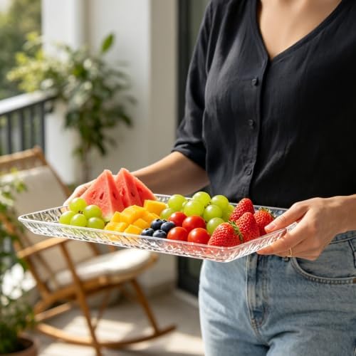 Clear Serving Trays for Party 8 Pack, 15x11 Acrylic Food Platters - Image 7