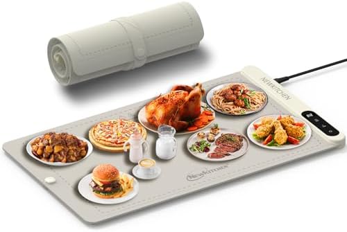 NEWKITCHEN Warming Mat for Food, (XL 24"x15") Food Warming Mat for Countertop 6 Temp 6 Hour Settings Upgrade Graphene Fast Full Surface Heating -Versatile Food Warmer for Gatherings, Parties by NewKitchenOfficial