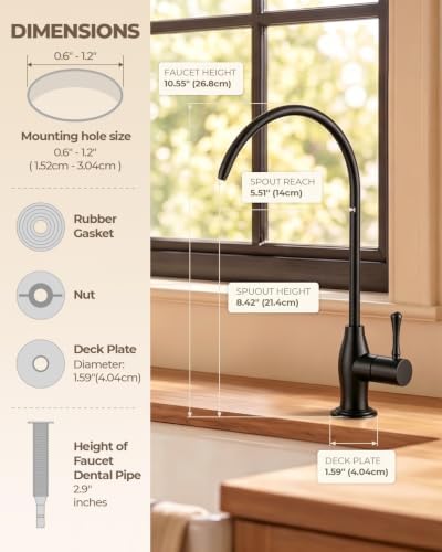 WEWE Drinking Water Faucet with Vintage Design, Non-Air Gap, Matte Black - Image 3
