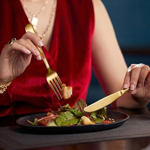LIANYU 20 Piece Stainless Steel Gold Silverware Set, Flatware Set for 4 - Image 3