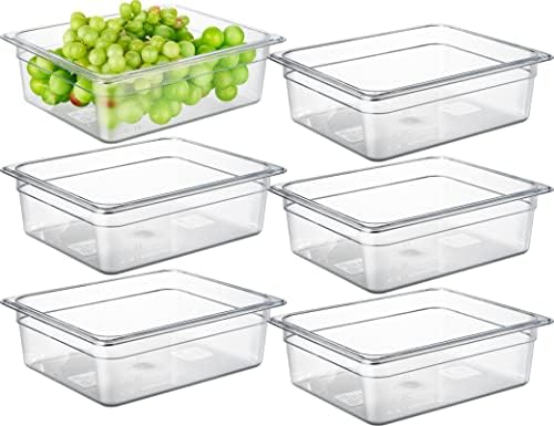 CURTA 6-Pack 1/2 Size 4" Deep NSF Polycarbonate Food Pans | Dishwasher & Freezer Safe Clear Container for Prep Tables, Buffet, Salad Bar, Commercial & Home Kitchen by CURTA
