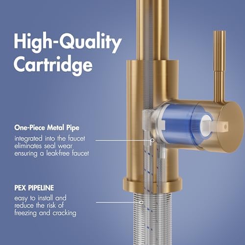 GIMILI Kitchen Faucet with Pull Down Sprayer Brushed Gold - Image 3