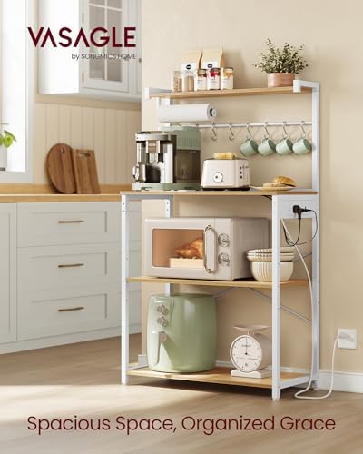 VASAGLE 4-Tier Kitchen Bakers Rack with Power Outlet, 31.5-Inch Wide - Image 3