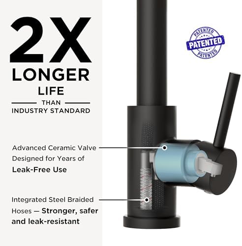 FORIOUS Kitchen Faucet, 2-Mode Pull Down Sprayer, Classic Matte Black - Image 6